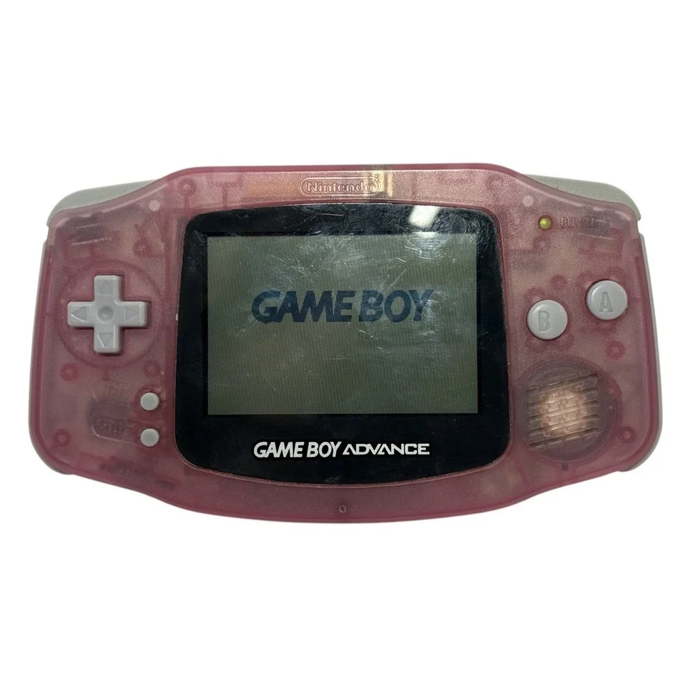 Nintendo Game Boy Advance AGB-001 Clear Pink Handheld System Tested Working